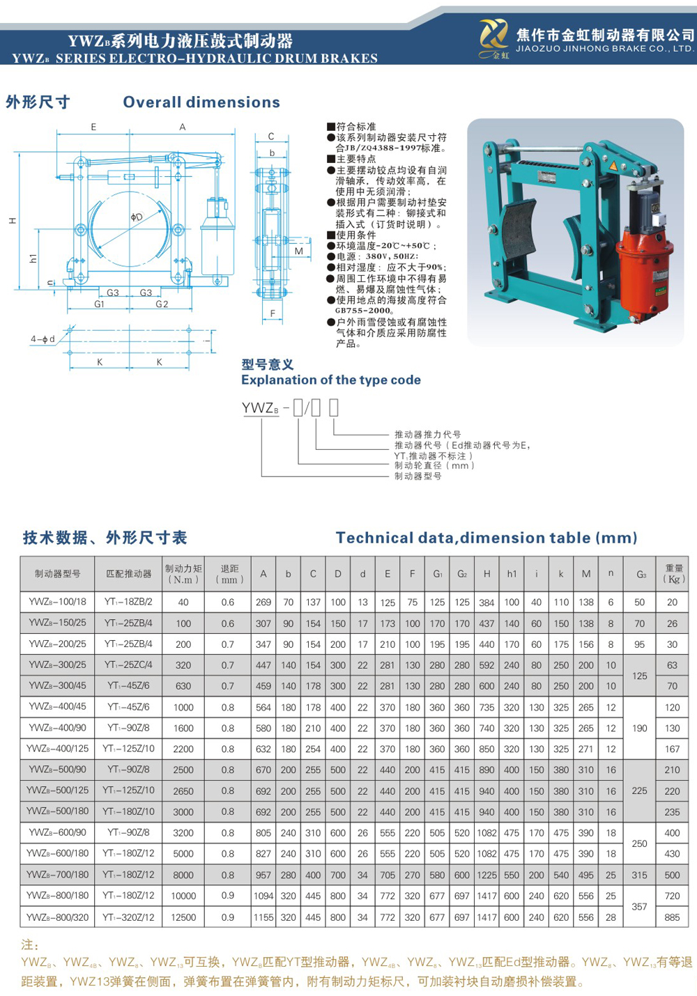 YWZB系列電力液壓塊式制動器1